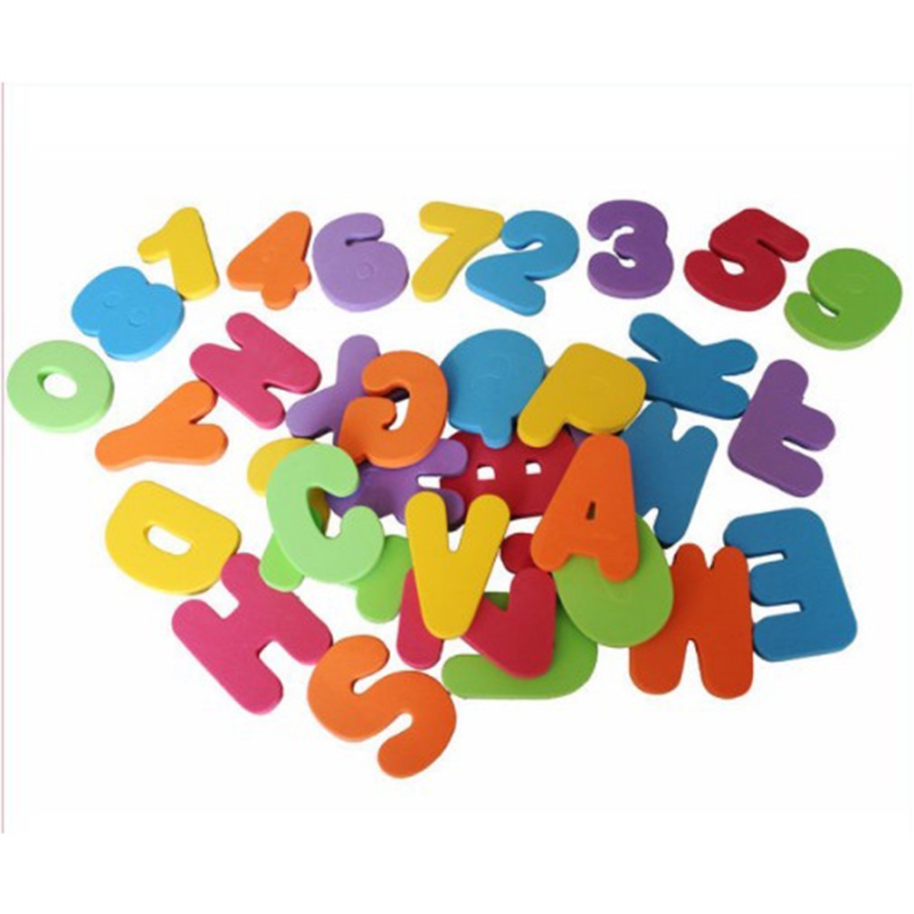 Full set of colorful PEVA foam alphabet letters and numbers for toddler bath time learning