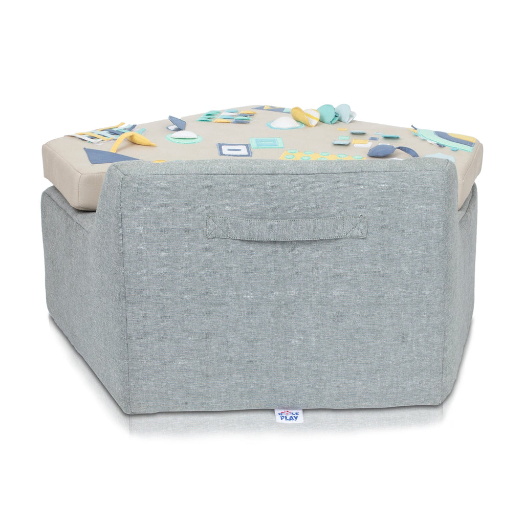 Neo Geometric Baby Activity Center with bold geometric pattern play surface and sensory hanging toys