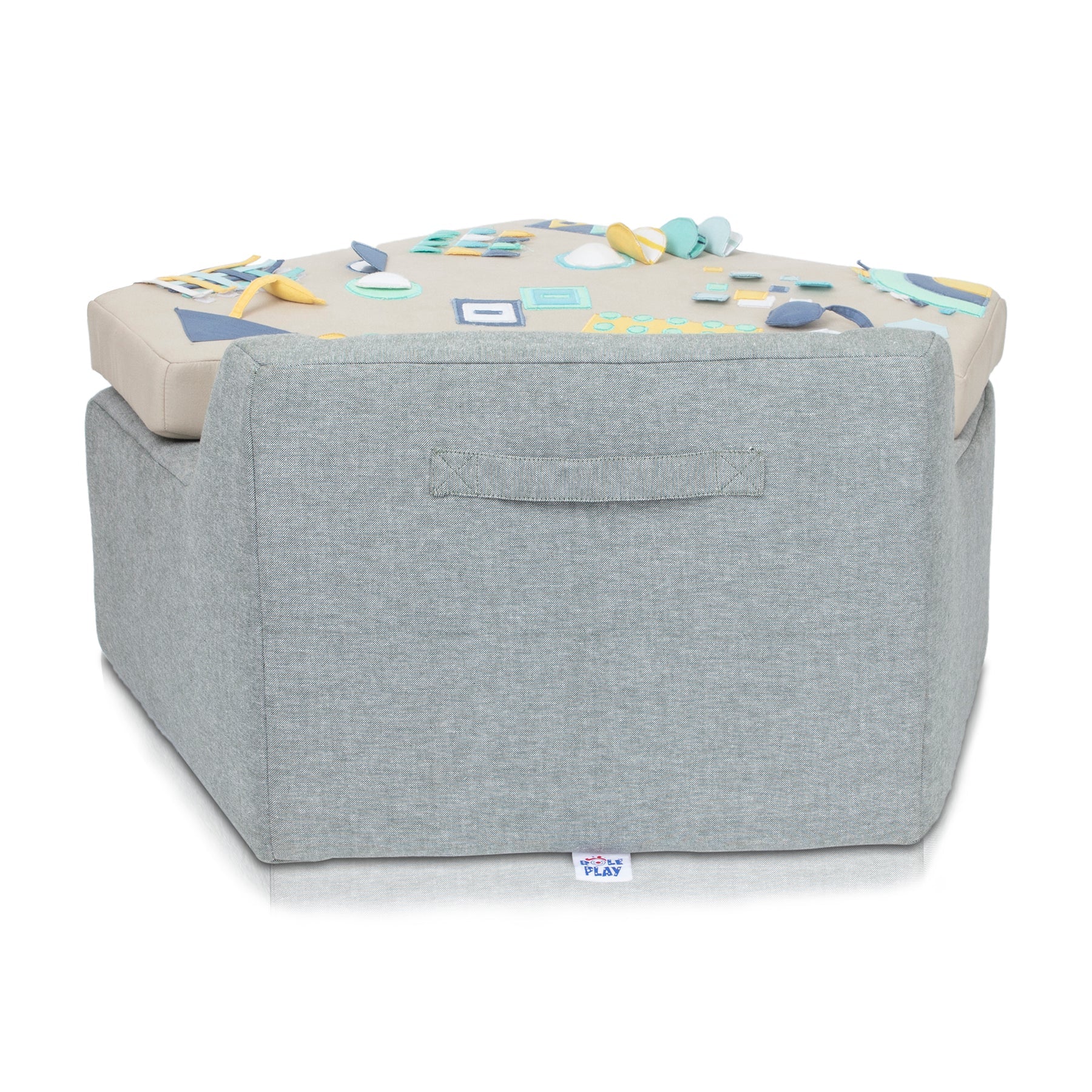 Neo Geometric Baby Activity Center with bold geometric pattern play surface and sensory hanging toys