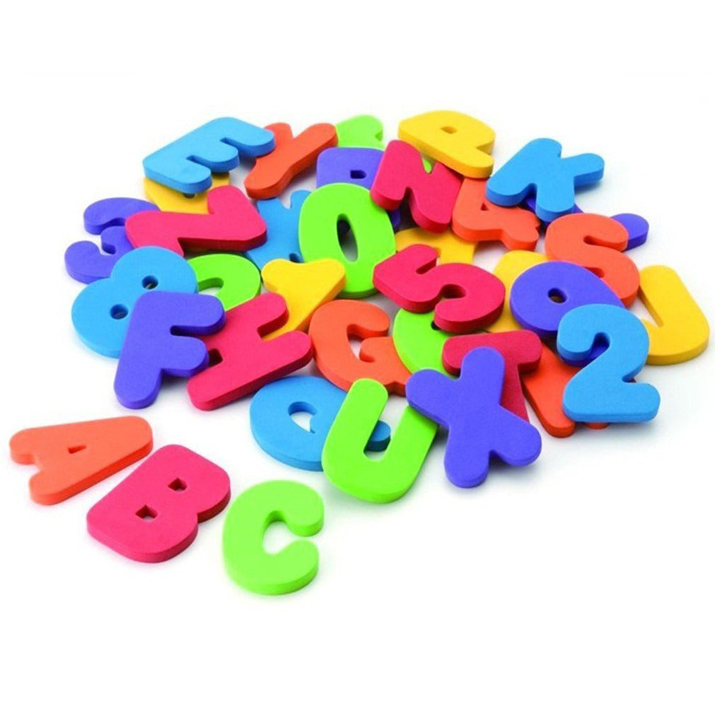 Full set of colorful PEVA foam alphabet letters and numbers for toddler bath time learning