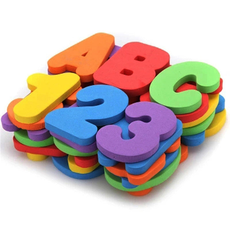 Full set of colorful PEVA foam alphabet letters and numbers for toddler bath time learning