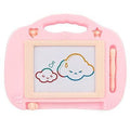 Magnetic drawing board for toddlers showing slide-to-erase bar and non-toxic ABS plastic frame