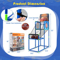Kids Basketball Arcade Game showing electronic scoreboard, 2 basketballs, sticky ball targets and PVC frame