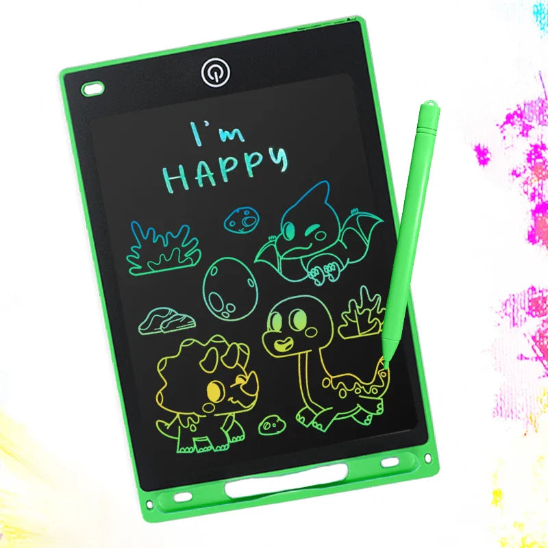 LCD writing tablets for kids available in multiple colors — pink, blue, green, and black