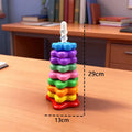 Montessori rainbow stacking tower dimensions showing 29cm height and 13cm base width