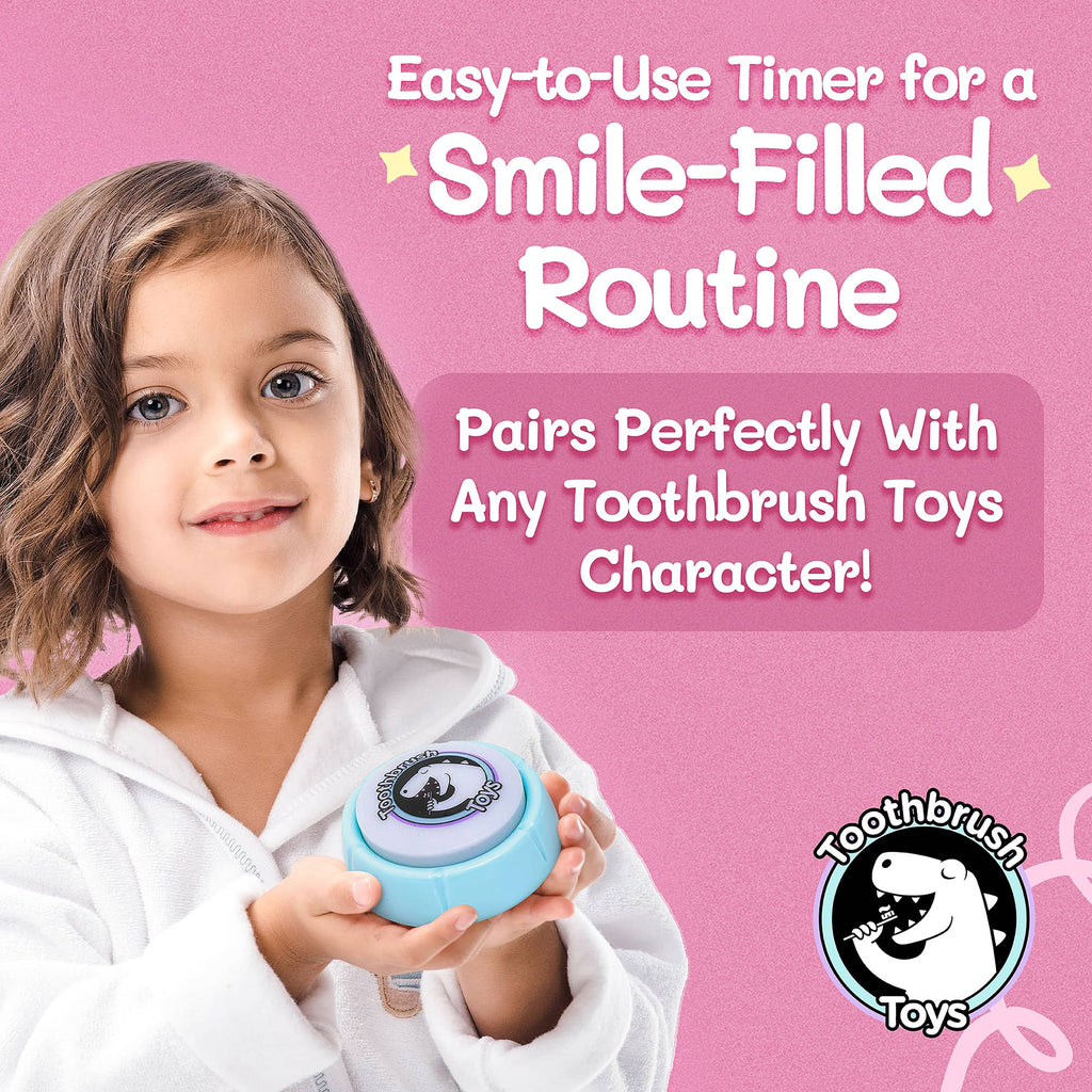 How to use the 2-Minute Kids Toothbrush Timer — switch on, press top, plays music for 2 minutes