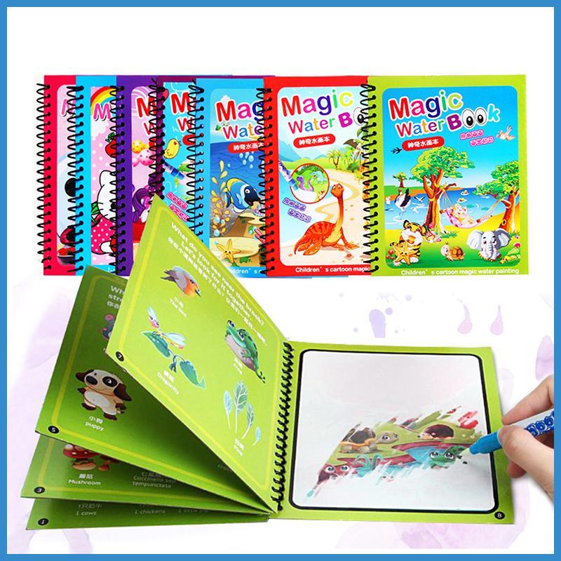 Magic water drawing books for kids set of 8 showing all themed reusable coloring books fanned out